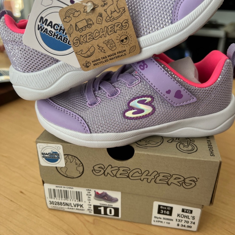 NEW IN BOX! Skechers Kids Lilac and Hot Pink Mesh Sneaker
